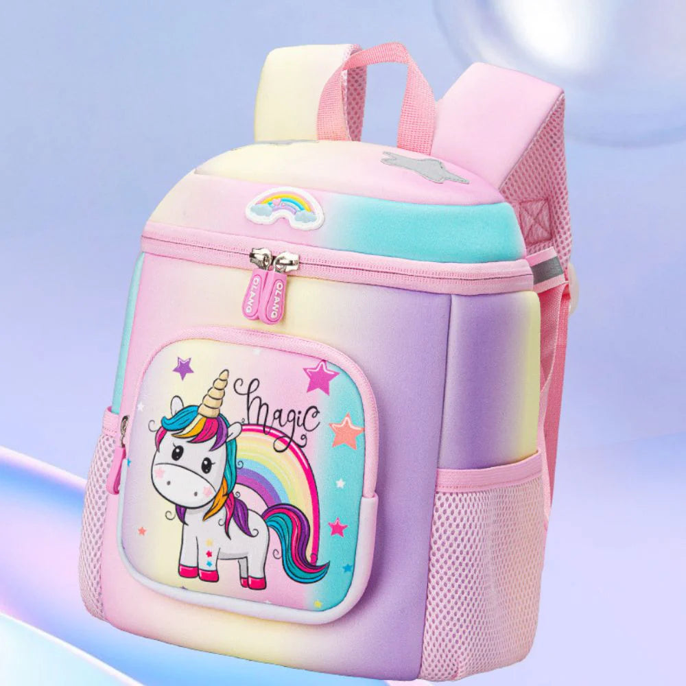 ZOKPO Unicorn School Bag for Girls | Waterproof PU Backpack for Kids | Lightweight Cute Cartoon Backpack Large Capacity Kid's Travel Bag, Picnic Bag, Lightweight School Bag for Boys Girls
