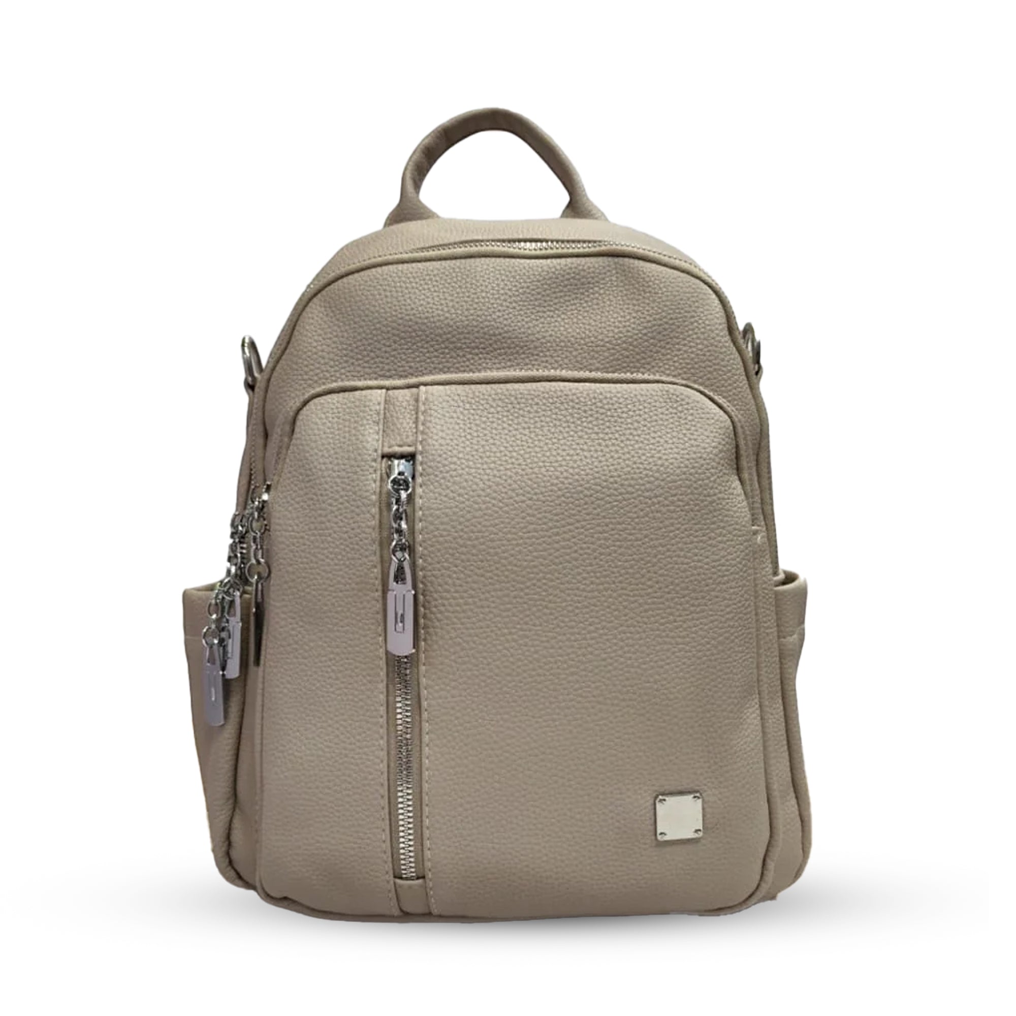 ZOKPO Elegant Faux Leather Mini Backpack Purse - Stylish Small Travel Daypack for Women & Girls with Silver Hardware (Windcoat Color)