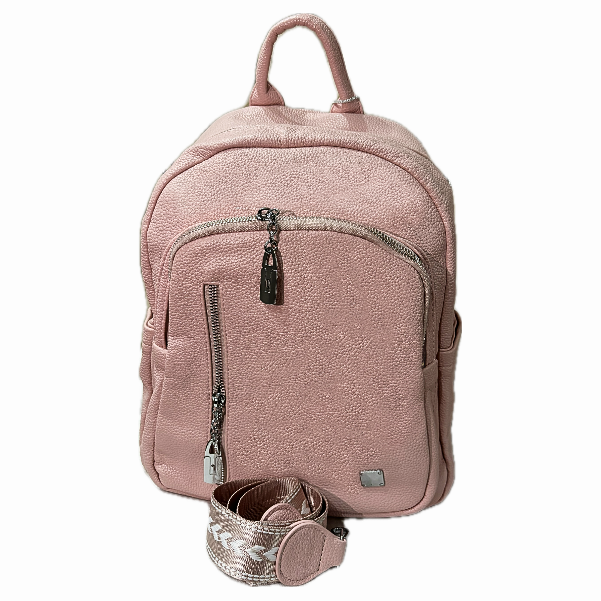 ZOKPO Elegant Pink Faux Leather Mini Backpack Purse - Stylish Small Travel Daypack for Women & Girls with Silver Hardware (Pink)