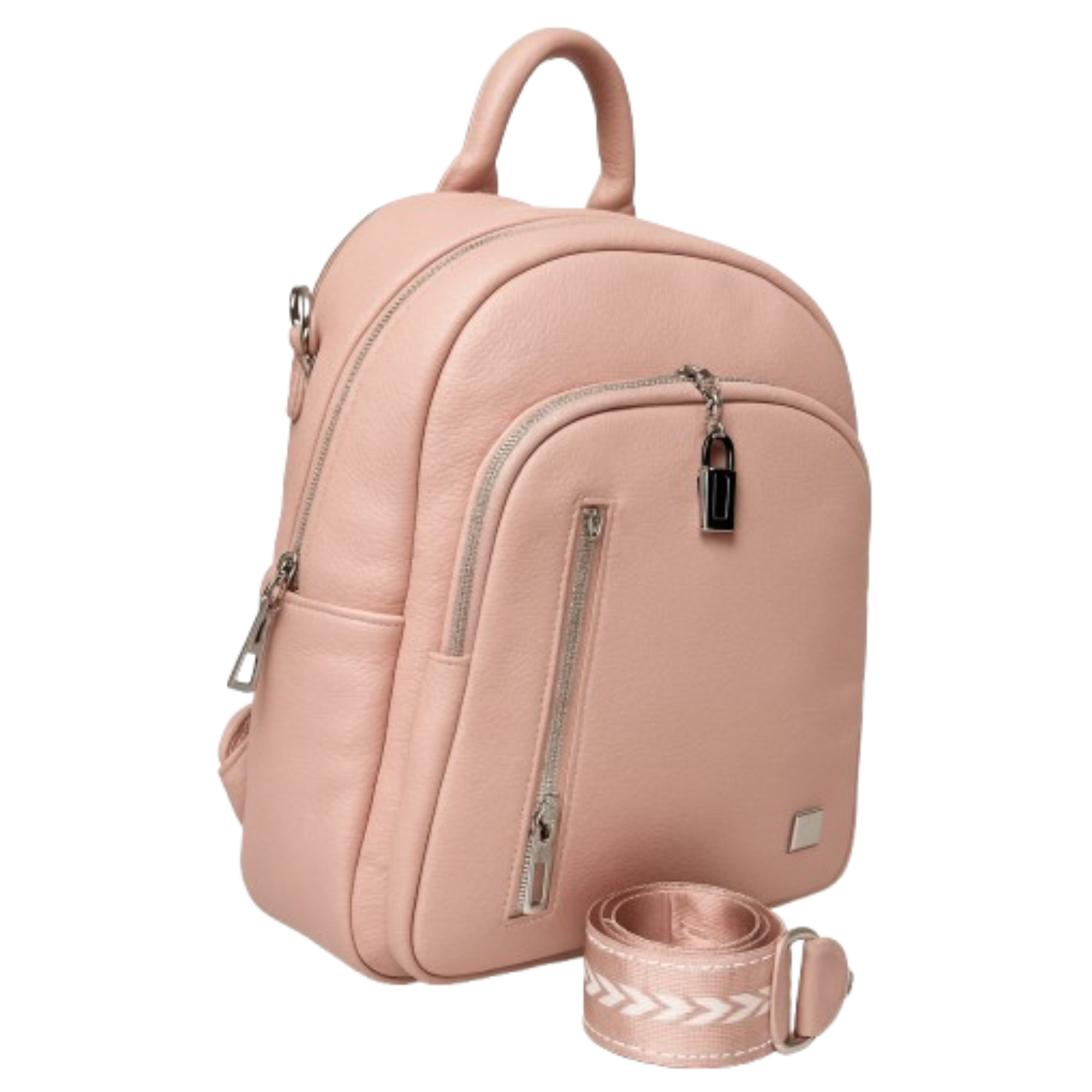 ZOKPO Elegant Pink Faux Leather Mini Backpack Purse - Stylish Small Travel Daypack for Women & Girls with Silver Hardware (Pink)