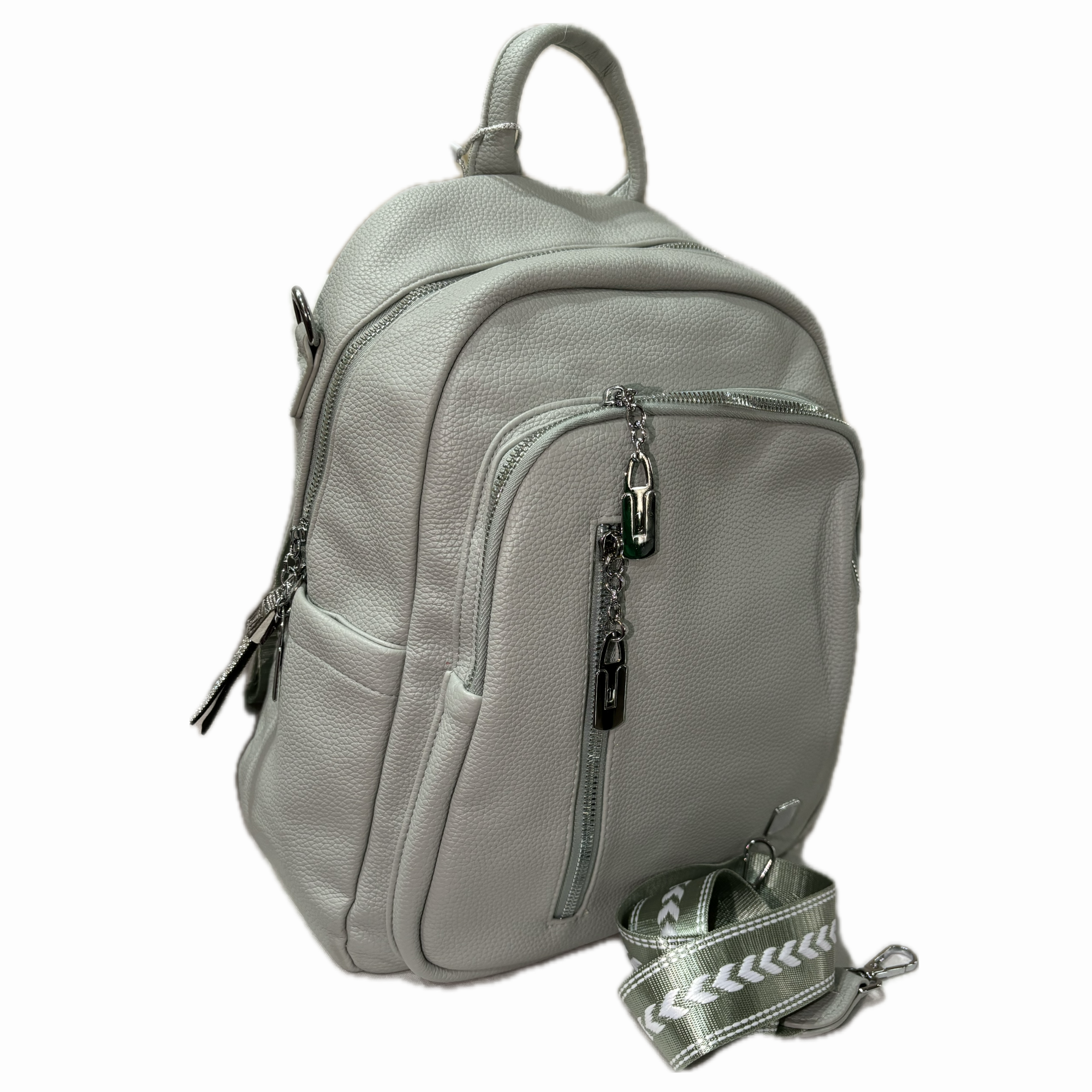 ZOKPO Elegant Faux Leather Mini Backpack Purse - Stylish Small Travel Daypack for Women & Girls with Silver Hardware (Light Green)