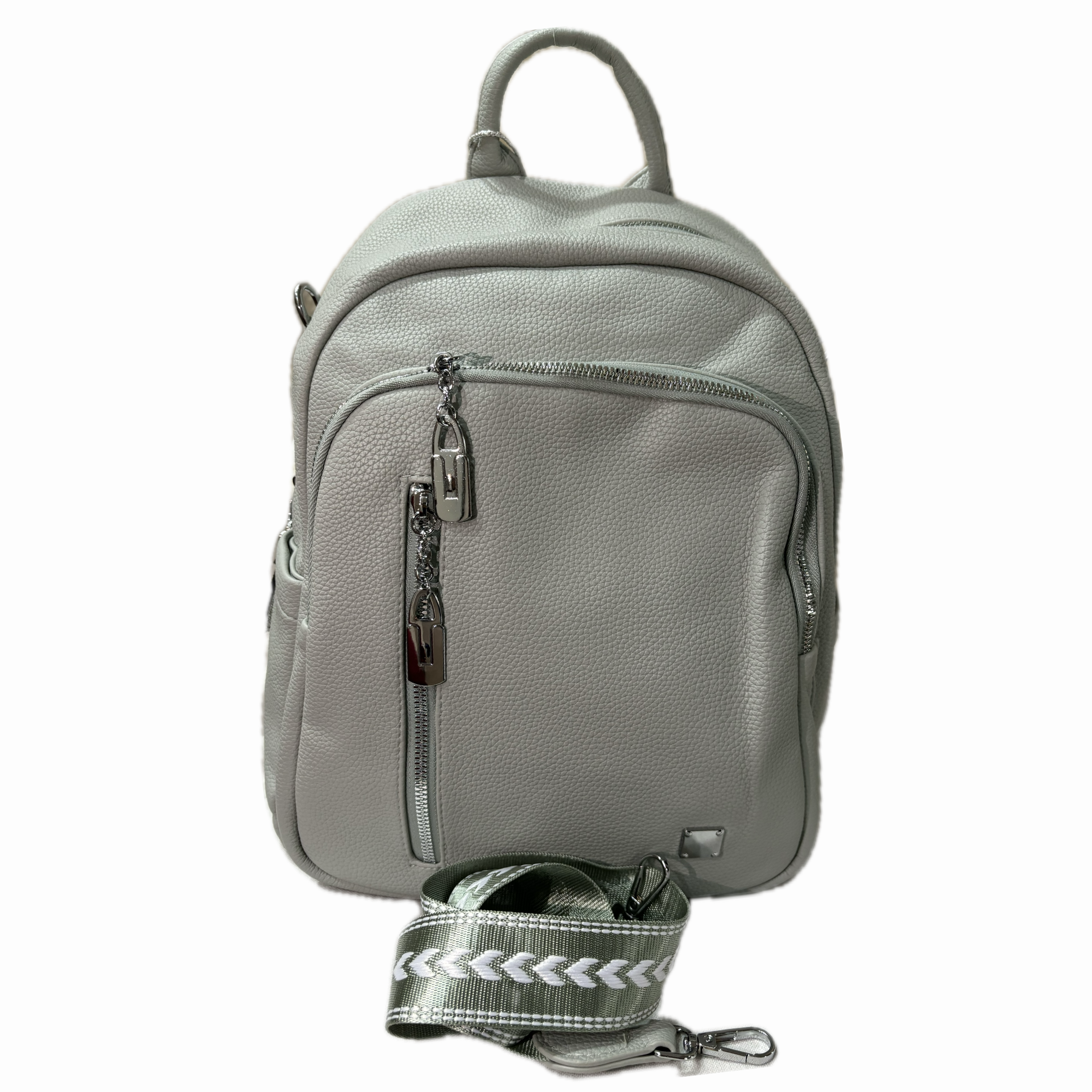 ZOKPO Elegant Faux Leather Mini Backpack Purse - Stylish Small Travel Daypack for Women & Girls with Silver Hardware (Light Green)