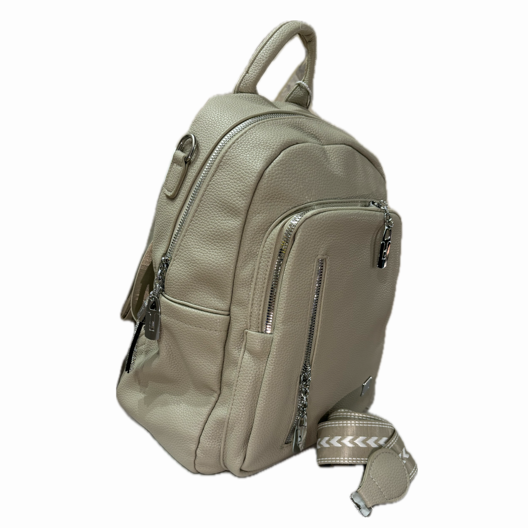 ZOKPO Elegant Faux Leather Mini Backpack Purse - Stylish Small Travel Daypack for Women & Girls with Silver Hardware (Birch color)