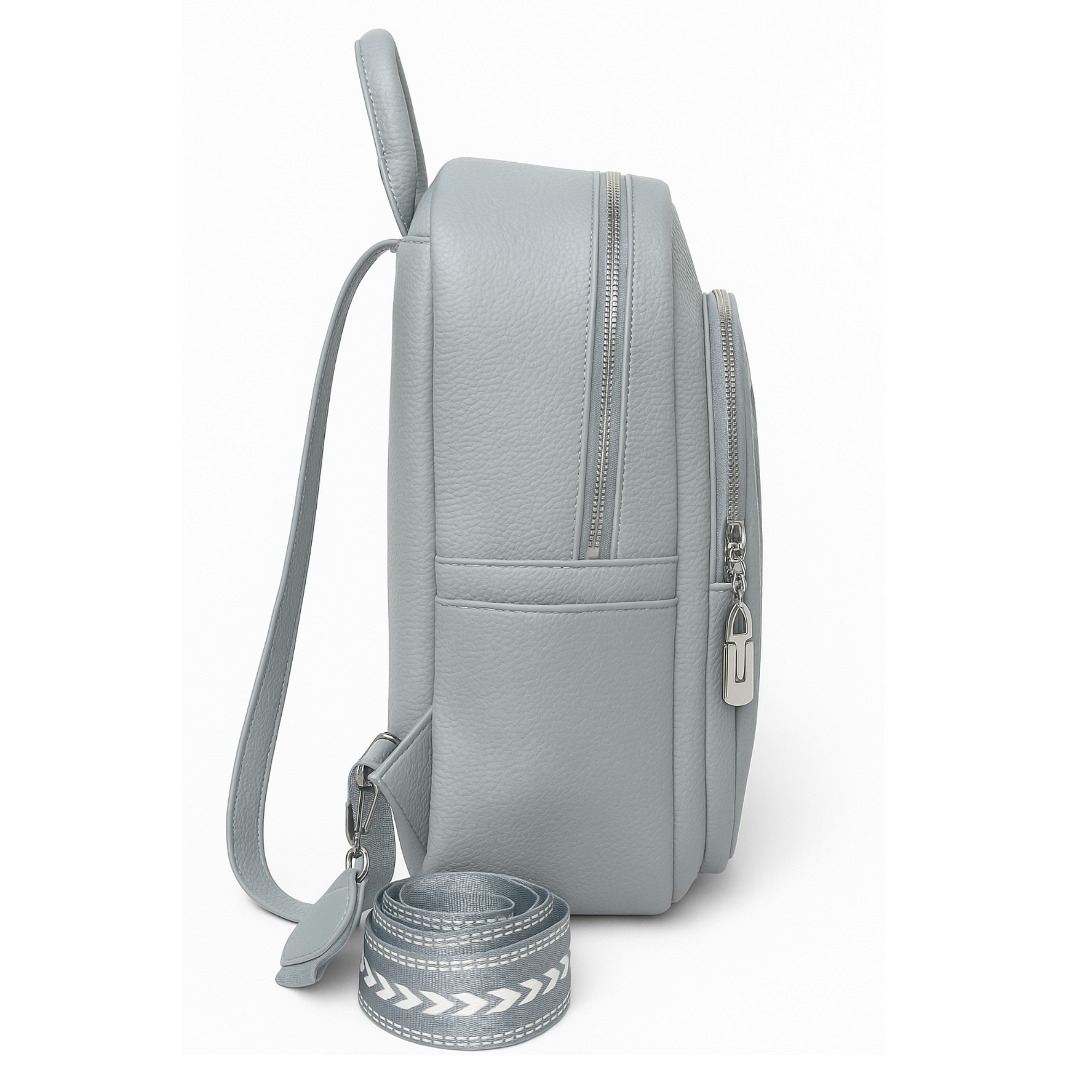 ZOKPO Elegant Faux Leather Mini Backpack Purse - Stylish Small Travel Daypack for Women & Girls with Silver Hardware (Misty Blue)