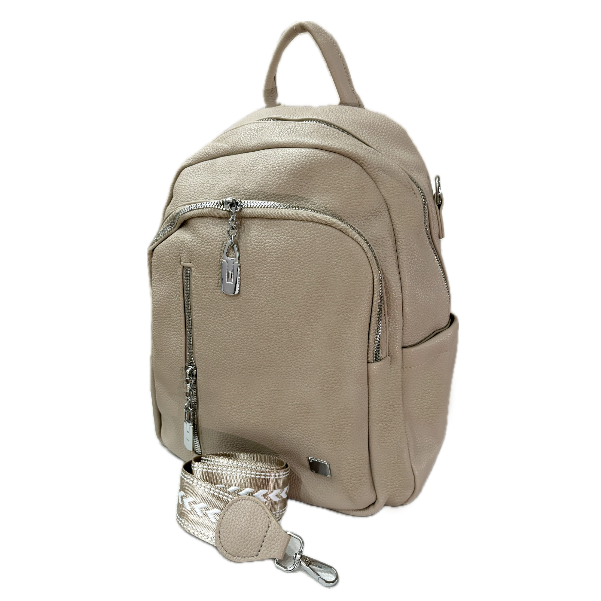 ZOKPO Elegant Faux Leather Mini Backpack Purse - Stylish Small Travel Daypack for Women & Girls with Silver Hardware (Windcoat Color)